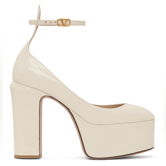 VALENTINO GARAVANI Off-White Tan-Go Platform Heels - Picture 1 of 16